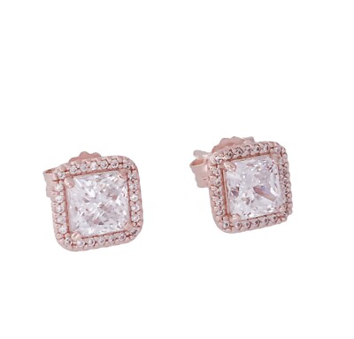 NEW 100% Authentic PANDORA Rose Gold Pave Sparkle Halo Stud