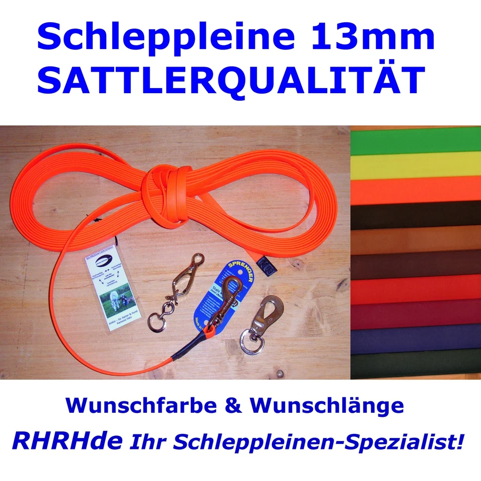 BioThane Schleppleine 13mm GENÄHT NICHT NUR GENIETET! Wunschlänge Wunschfarbe
