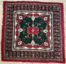 VTG Echo Club 7 Scarf Christmas Color Jewel Tone Square Wool Retro Boho Print