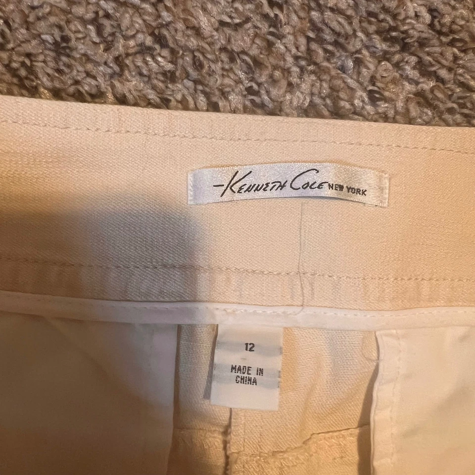 Pantalones de vestir para mujer Kenneth Cole New York beige pierna ancha talla 12 Foto 2 de 4