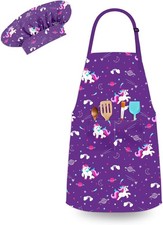 Kids Apron and Chef Hat, Adjustable Kids Aprons with Pocket Girls Boys Kitchen