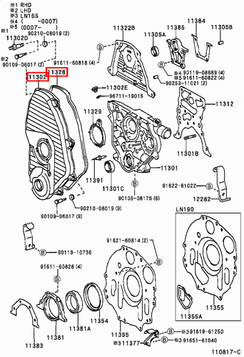 Genuine Hiace LH212 LH202 LH200 LH184 LH174 LH172 5L Timing Belt Cover w Gasket - Picture 10 of 20