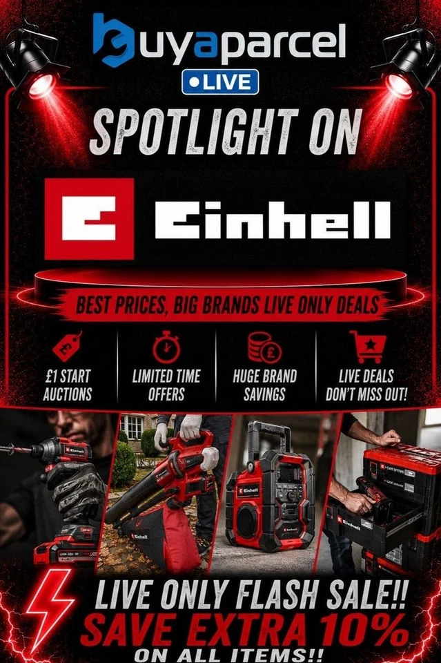 Buyaparcel LIVE Spotlight on Einhell | £1 Auctions | Live ONLY Flash Sale