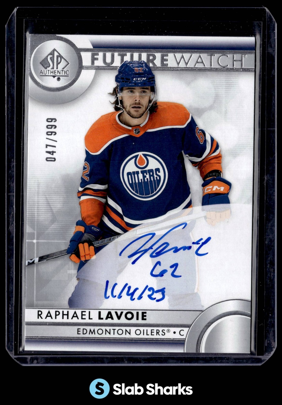 2023 SP AUTHENTIC #171 RAPHAEL LAVOIE INSCRIBED AUTO RC FUTURE WATCH ROOKIE /999