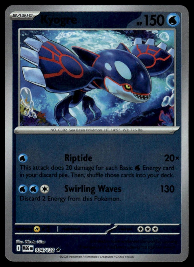 Kyogre ME01: Mega Evolution #034/132 Reverse Holo NM