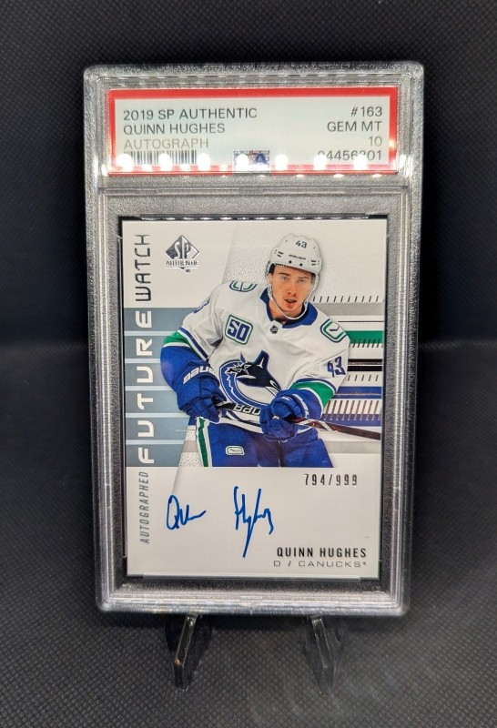 2019-20 SP Authentic QUINN HUGHES Future Watch Auto Rookie Canucks /999 - PSA 10