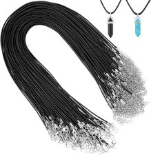 100 Pieces Waxed Leather Necklace Cord Bulk with Clasp Necklace Bracelet Chains
