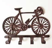 Schlüsselbrett Wandgarderobe Hakenleiste Wandhaken Fahrrad Rennrad Messing braun