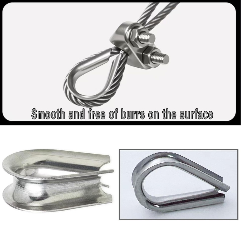 15Pack M8 Stainless Steel Thimble for 5/16 inch Wire Rope Cable ...