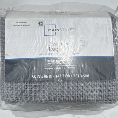 Mainstays Rug Pad 58 x 96 in Gray PVC Rectangle Grid Trim to Fit