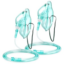 ANSNF 2 Pack Oxygen Mask for Face Adult with 6.6' Tube  Size L-2pcs, Green