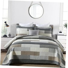 Quilt Queen Size - 100 Cotton Farmhouse Rustic Queen 98"x90" Grey/Tan/Black