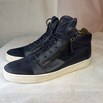 Giuseppe Zanotti Navy Leather/Suede Hi Top Sneakers Men s Size 10  - 43 Used