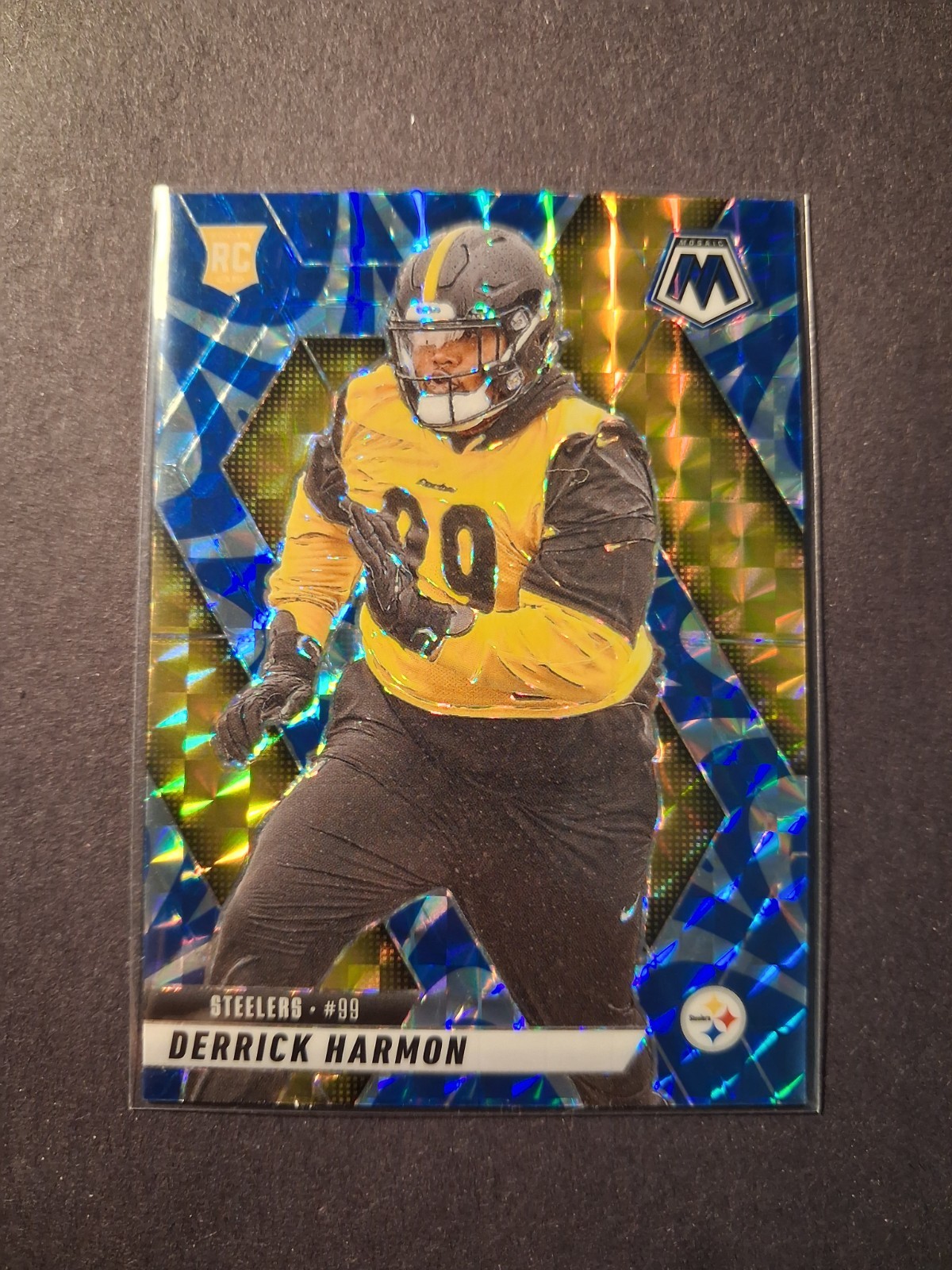 2025 Panini Mosaic - Derrick Harmon #327 Blue Reactive Mosaic Prizm (RC)