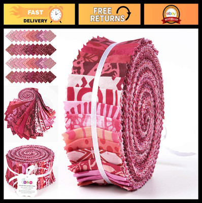 Pink Jelly Roll Fabric Strips for Quilting - 40 Precut 2.5'' Cotton Bundles, Bati