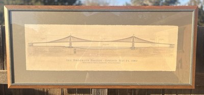 Authentic Brooklyn Bridge Schematic Framed Opened May 24 1883 John Roebling CE