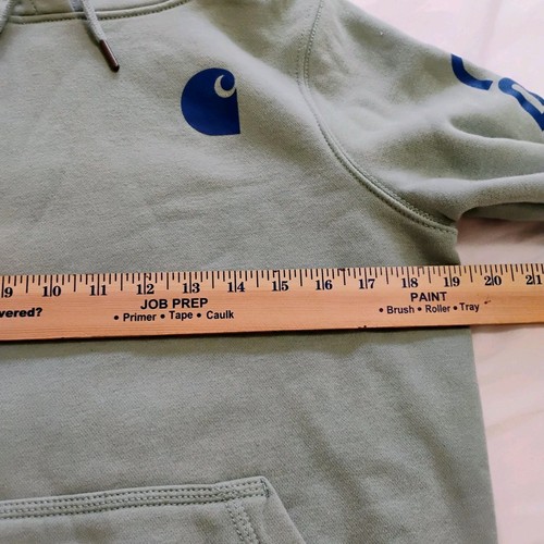 Carhartt Women's Hoodie Clarksburg Graphic Sleeve Pullover Sweatshirt Sage Small - Picture 9 of 11