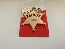 Vintage Brass Swibco Lil Sheriff Star Badge Engraved VINCE