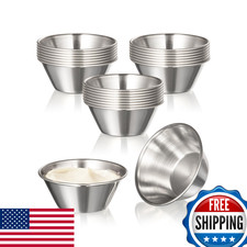 Fit Meal Prep 24-pk 1.5oz Stainless Steel Dipping Sauce Cups Reusable Metal Rame
