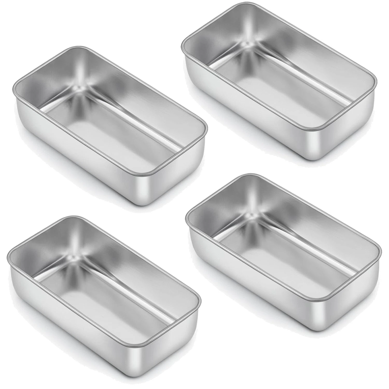 Set of 4 Non-Toxic 9x5 Inch Stainless Steel Loaf Pans, Dishwasher Safe Bakeware