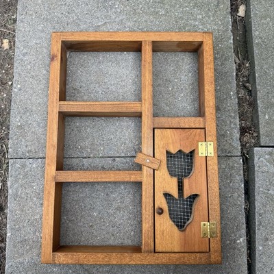 Vintage Wooden Tulip Flower Tchotchke Trinket Shelf 12 x16.5  Farmhouse Cottage