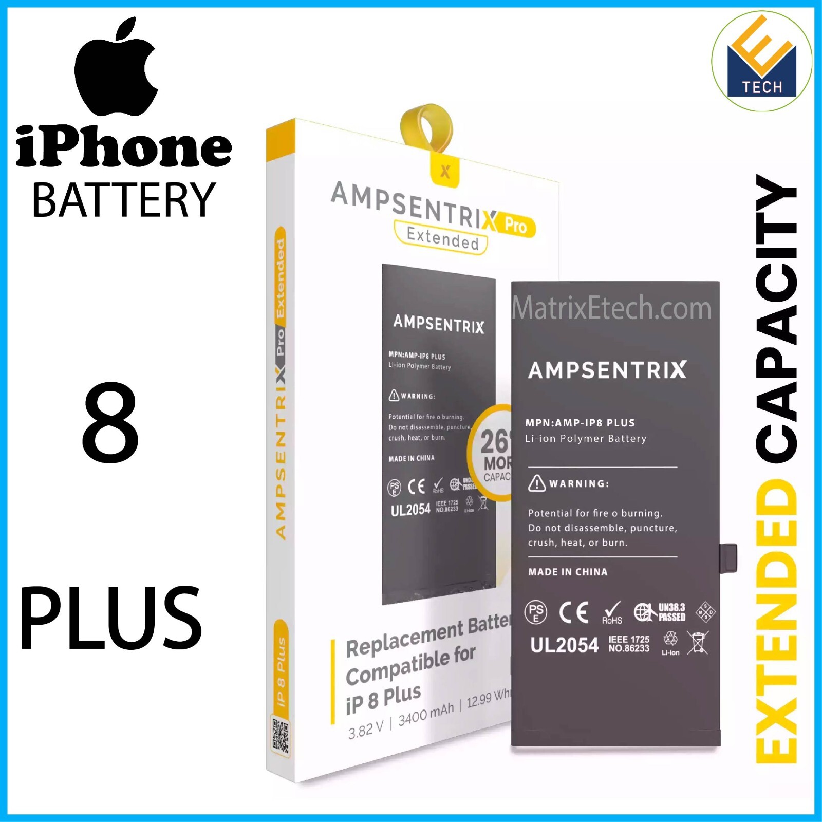 iPhone 8 Plus X Pro Extended Replacement Battery Long-Lasting-image