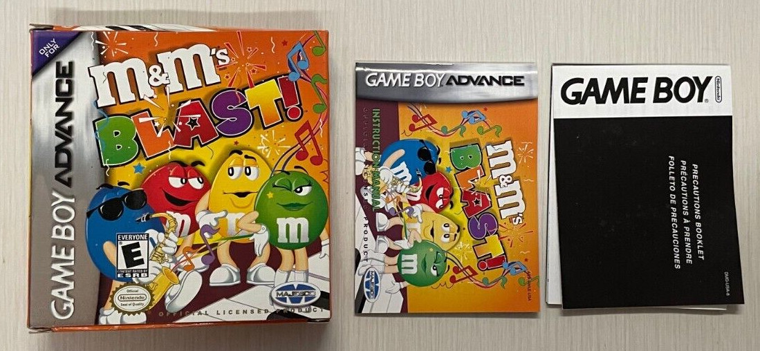 Original Game Boy Advance M&M's Blast! Box & Manual & Insert