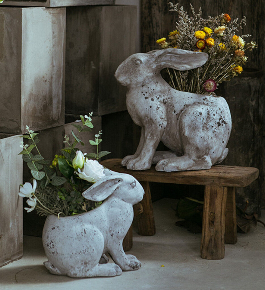 Large Rabbit Statue Planter Bunny Garden Outdoor Decor | eBay
