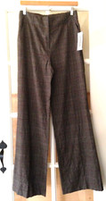NWT Anne Klein New York Designer Brown Plaid Dress Pants Wool Trousers 8 295