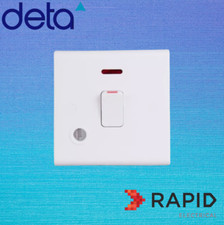 Deta S1393 Double Pole Switch with Neon & Flex Outlet - 20 Amp