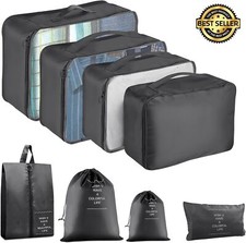 8 Pcs Packing Cubes For Travel - Luggage Organizer Bags For Suitcases, Black