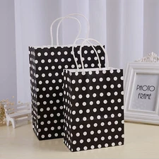 12 Pack Small Polka Dot Kraft Gift Bags with Handle 6"L x 3.3"D x 4.7"H
