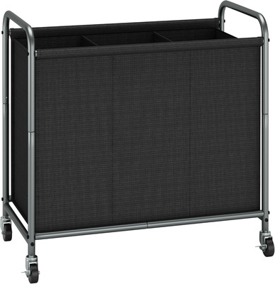 Laundry Hamper, 165L Rolling Laundry Sorter Cart with Lockable Wheels, 3 Sect...