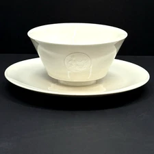 KPM Royal Berlin Arcadia Gravy Sauce Bowl w/ Plate Attached White 7.5" Arkadia