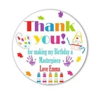 Personalised Art & crafts paint Birthday Stickers Party Thank You Sweet Cone Bag