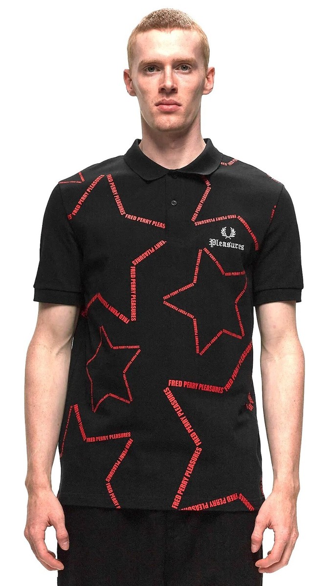 FRED PERRY x Pleasures 'Star Text Logo' Piqué M3600 Fit Polo Shirt