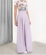NEW Zimmermann Lilac Purple Pleated Wool Wide-Pants sz 1 (AUS) or sz 2-4 (US)