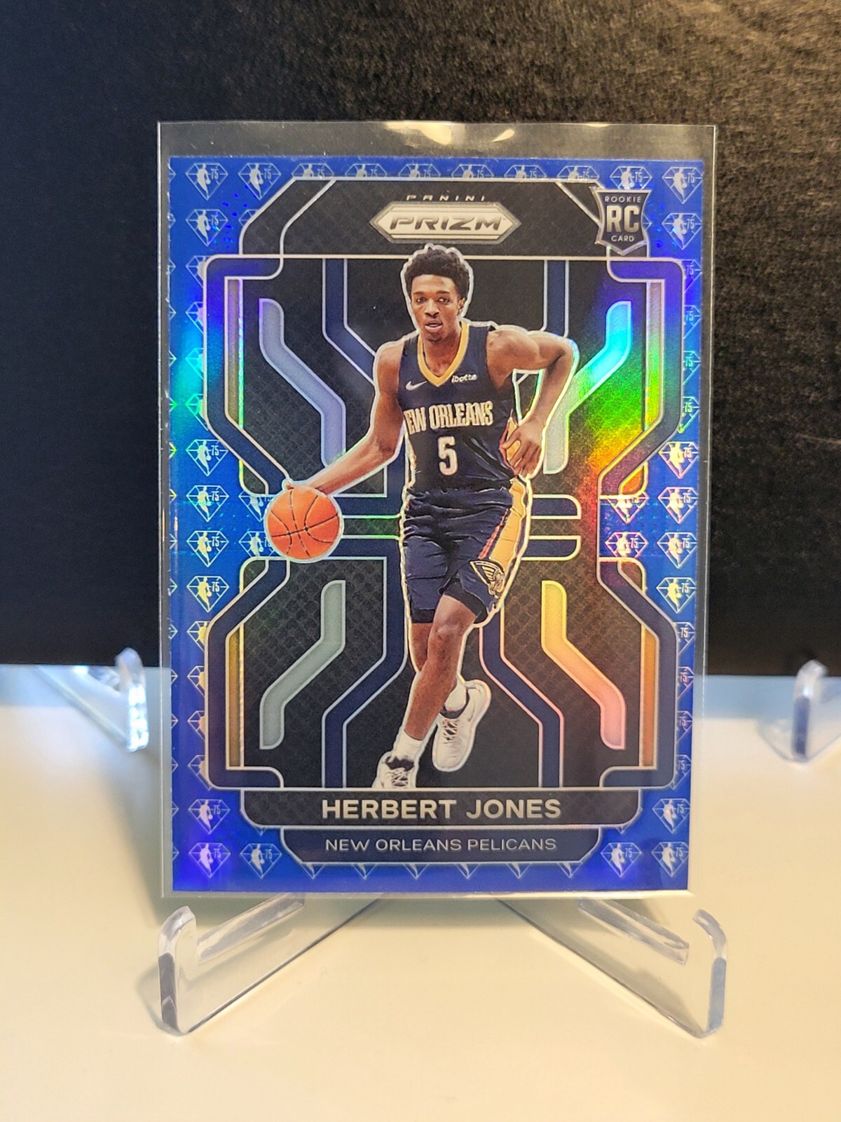 2021-22 Panini Prizm Herbert Jones Blue NBA 75th Anniversary Diamond RC #329 SP