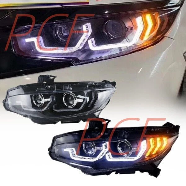 Conjunto de faros delanteros LED para Honda Civic 2016-2021 10ª generación HID DRL Foto 3 de 4