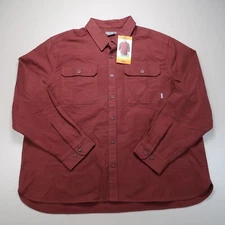 Eddie Bauer Red  NEW Mens Double Brushed Chamois Shirt Long Sleeve XXL 2X