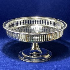 Windsor Silver Plate Pedestal Reticulated Etched Serving Tray 9" Centerpiece