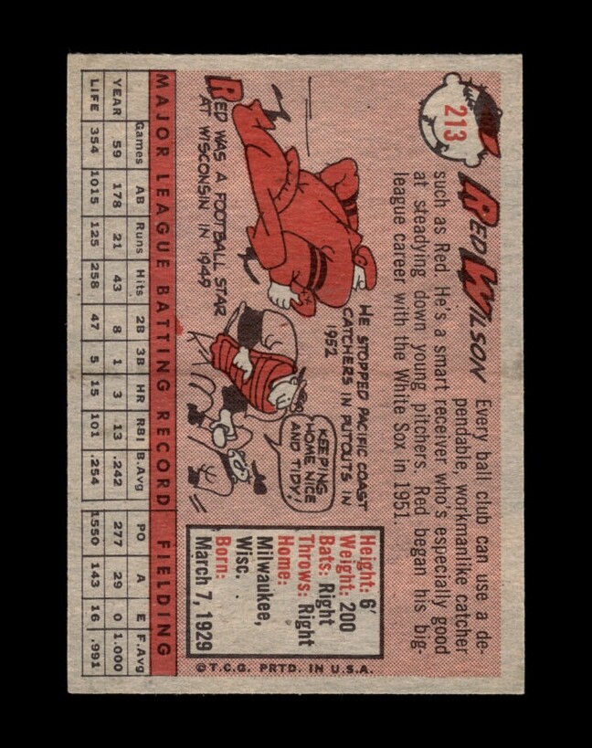 1958 Topps SetBreak 213 Red Wilson NMMT OR BETTER *GMCARDS* eBay