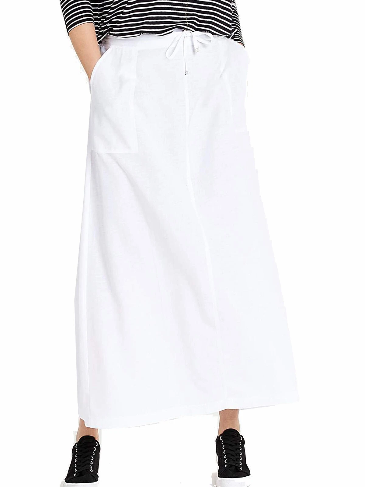 Capsule Linen Blend Maxi Skirt White Size UK14 Easy Care