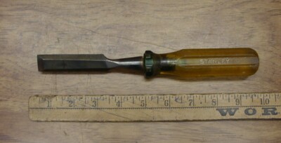Vntg Unbranded Bevel Edge Tang Chisel,3/4'' X 4-1/2'',4-13/16'' Stanley S.D. Handle