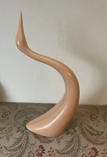 Vintage Jaru Swan Abstract Bent Ceramic Art 1985 Peach Pink Glaze 14.75” Pottery