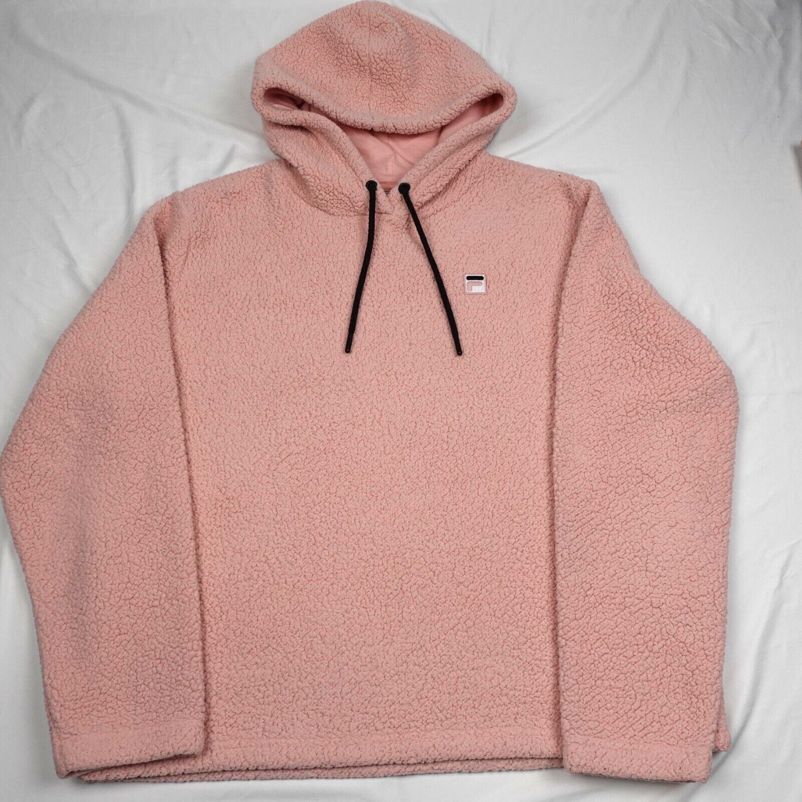 Felpa con cappuccio FILA donna XXL stile orsacchiotto pullover manica lunga colore rosa