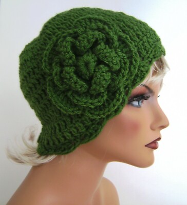 Handmade Crochet Beanie with Floral Sequins - Vintage Skull Hat Blooming Lace Skull Cap | 100% Cotton Handmade Crochet  main image 3