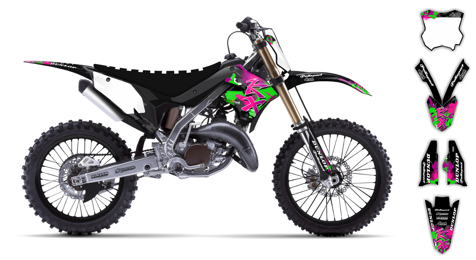 Graphics Kit Restyle Kawasaki KX125 KX250 2003 2004 2005 2006 2007 2008 ...