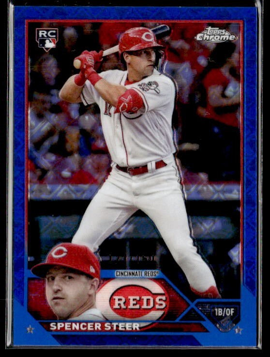 L6,388 - 2023 Topps Chrome Logofractor Blue Refractors #146 Spencer Steer /150