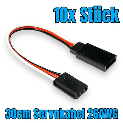   10x Servokabel 30cm Stecker Buchse Verlängerung Futaba Robbe 26AWG Kabel RC  